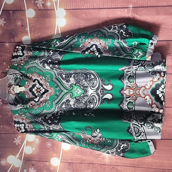 Chico's Paisley Peasant Top Size 2 - Picture 1 of 7